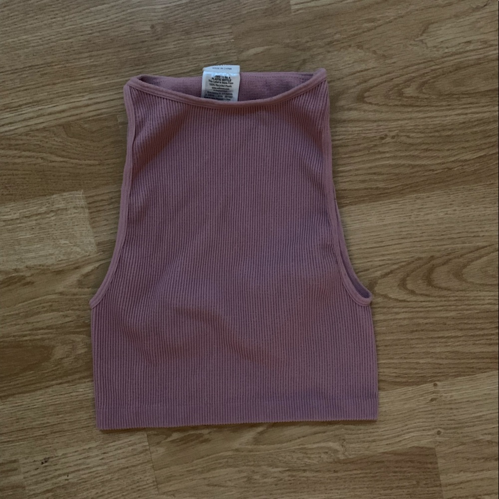 blush pink cotton on ribbed tank top